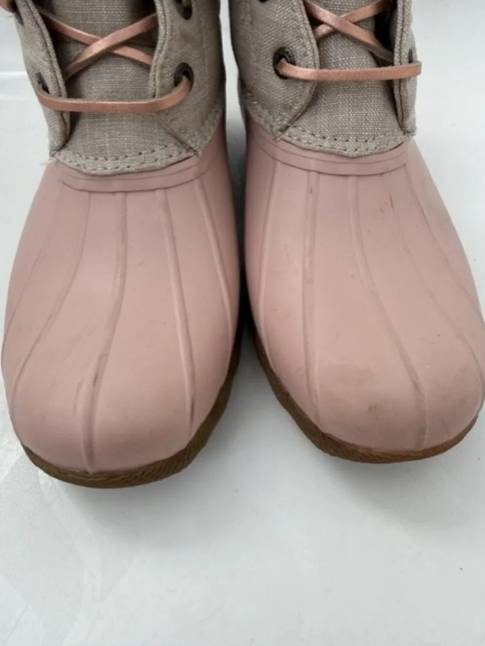 SPERRY Saltwater Canvas Rose/Oat Rain Snow Boots Sz 6